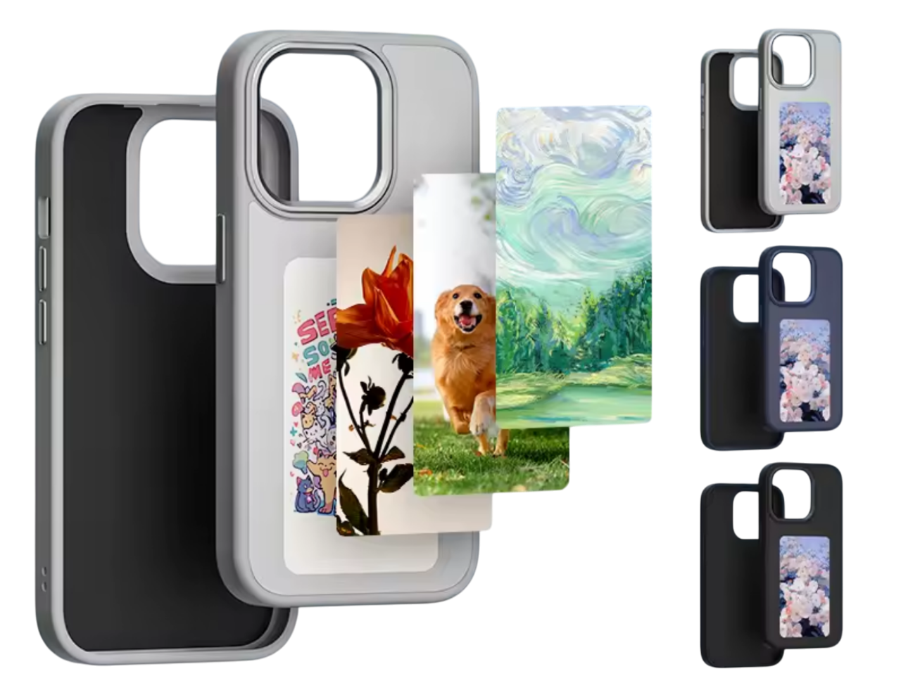 Coque silicone premium avec 2e écran couleur pour iPhone 15 et 16